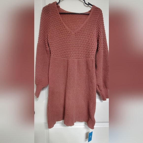 Cupshe Pink V Neck Sweater Dress Size Small - Picture 2 of 4